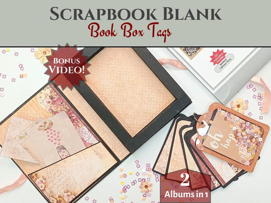 CrafTreat Scrapbook Blanks - Book Box Shaker Tag - Black & Kraft Color