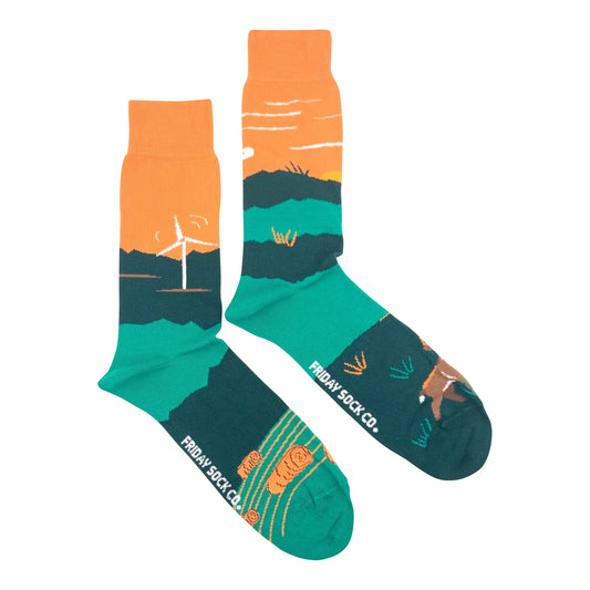 Chaussettes pour homme avec paysage canadien "Foothills" de Friday Sock Co.