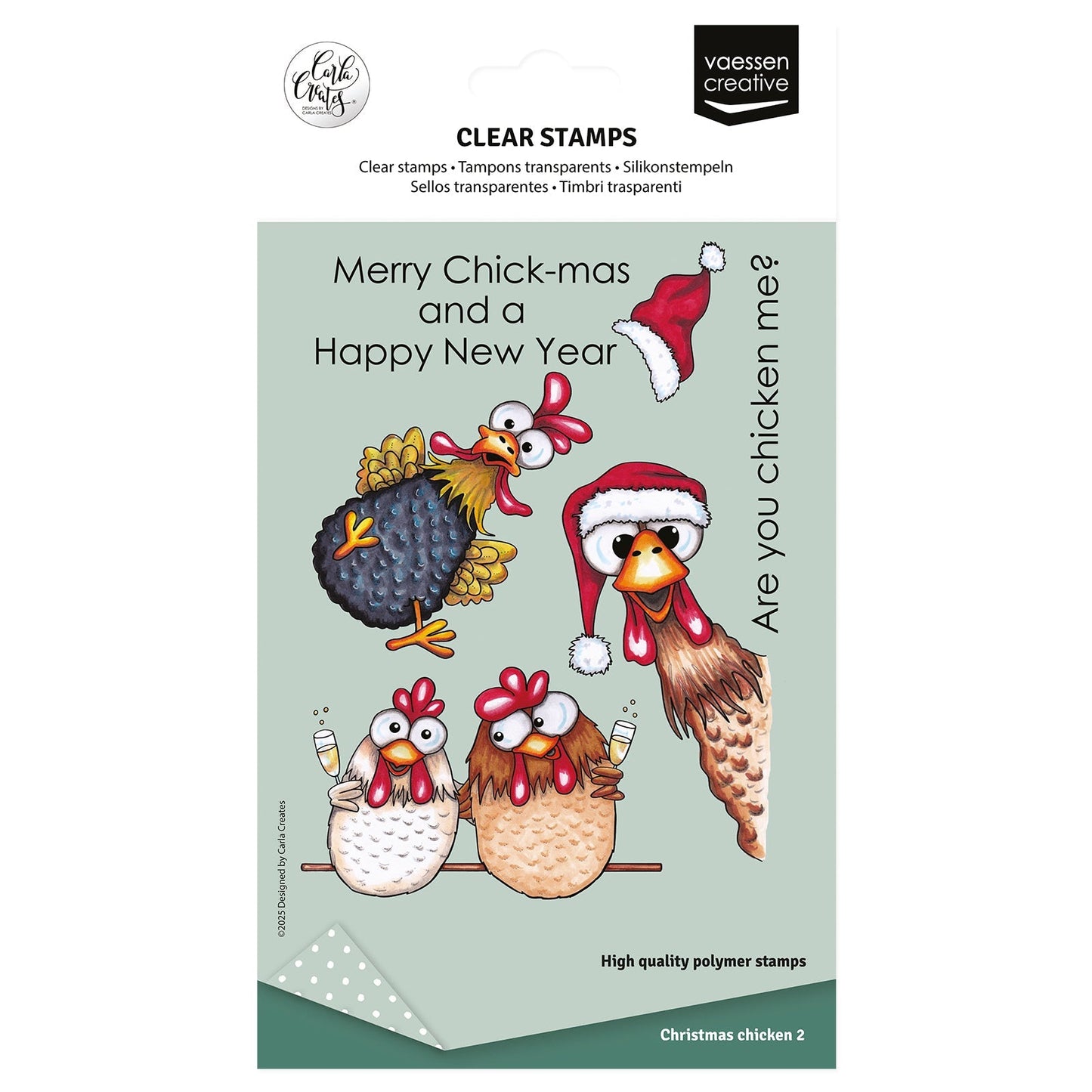 Vaessen Creative • Tampons transparents Poulets de Noël 2 10 pcs