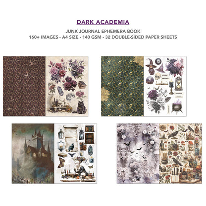 Dark Academia Junk Journal Ephemera Book A4 32/Pkg
