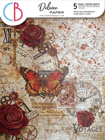 Deluxe Cabinet Of Curiosities Paper Pearl-Copper A4 5/Pkg