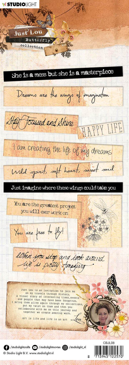 Just Lou Chipboard Butterfly Collection 105x297mm nr.08