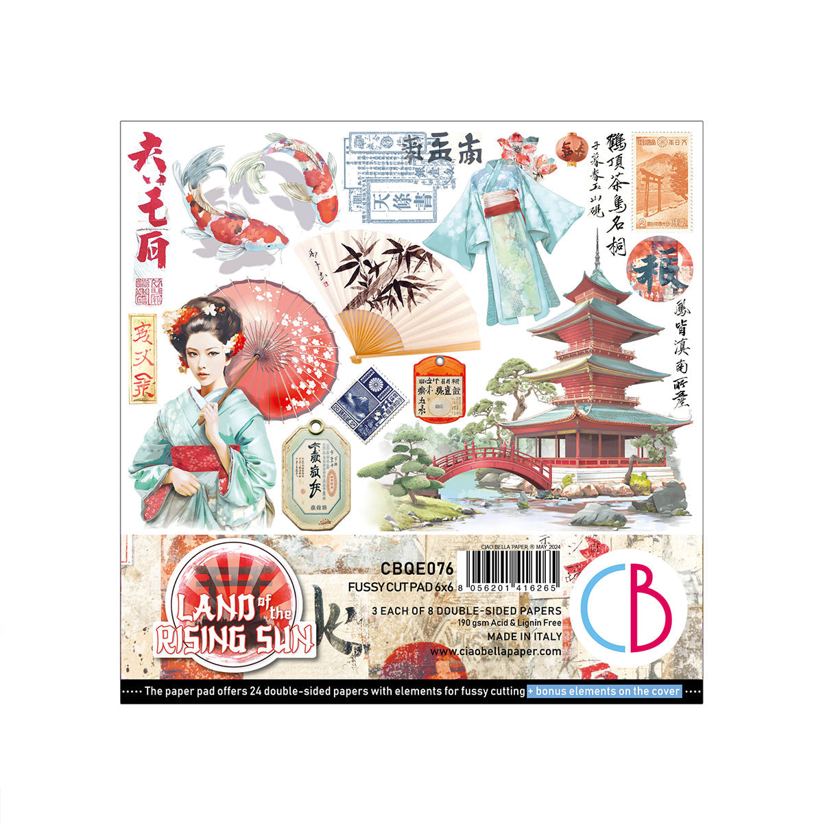 Land Of The Rising Sun Bloc de Papiers à Découper 15x15cm 24 feuilles/paquet