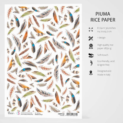 Ciao Bella Papier de Riz A4 Plumes