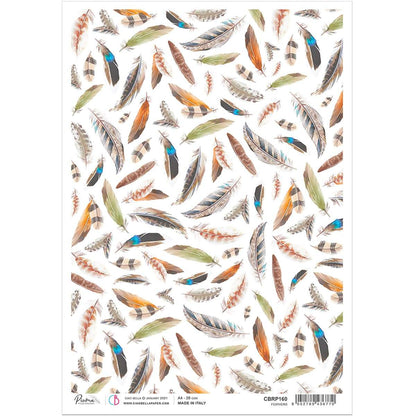 Ciao Bella Papier de Riz A4 Plumes