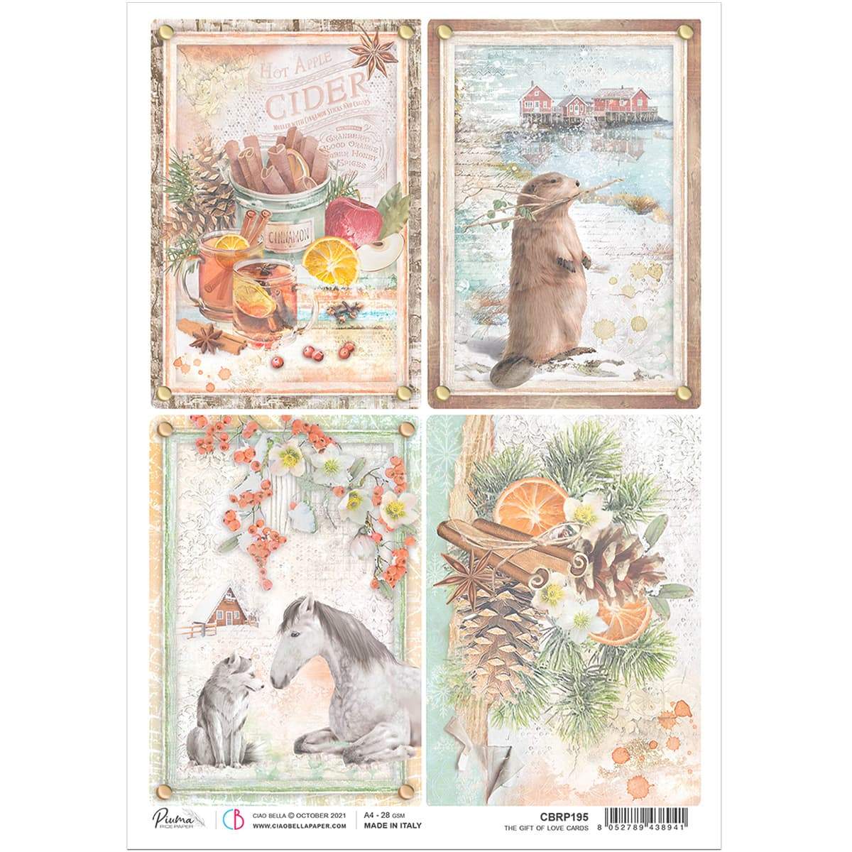 Ciao Bella Rice Paper A4 The Gift of Love Cards
