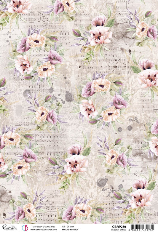 Ciao Bella Papier de Riz A4 Piuma Flower Dance - 5 Feuilles