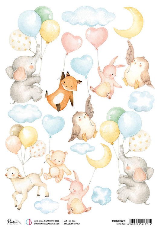 Ciao Bella Papier de Riz A4 Piuma Let's Fly - 5 Feuilles