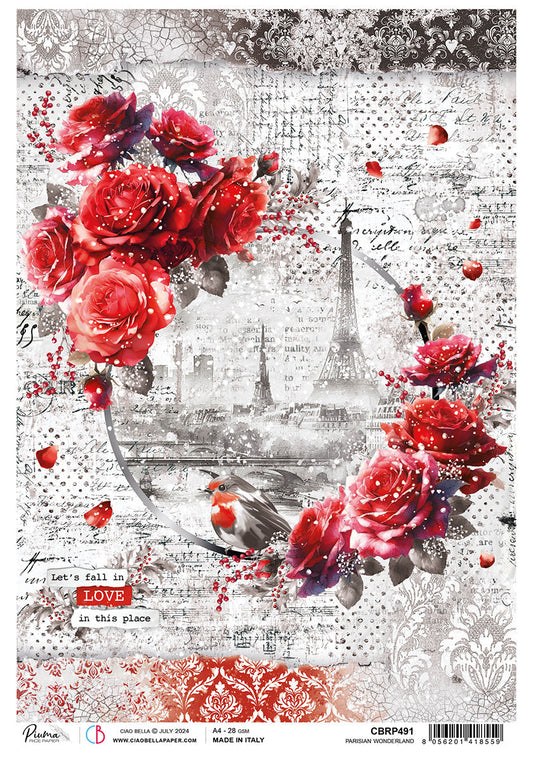 Rice Paper A4 Parisian Wonderland - 5 Sheets
