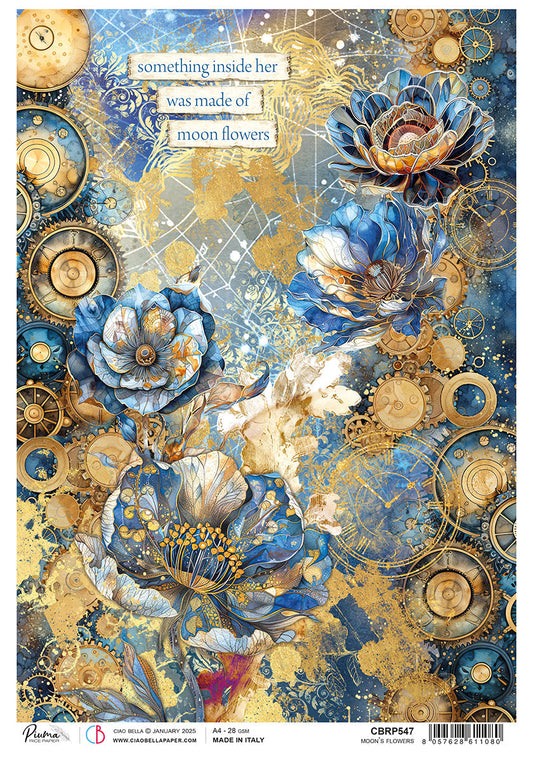 Rice Paper A4 Moon's Flowers - 5 Sheets