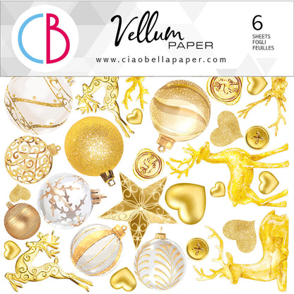 Ciao Bella Vellum Sparkling Christmas Fussy Cut 6"x6" 6/Pkg