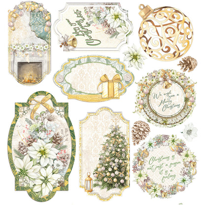 Ciao Bella Vellum Sparkling Christmas Fussy Cut 6"x6" 6/Pkg
