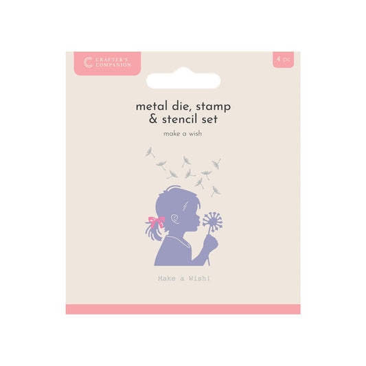 Crafters Companion Metal Die, Stamp & Stencil Set - Make a Wish