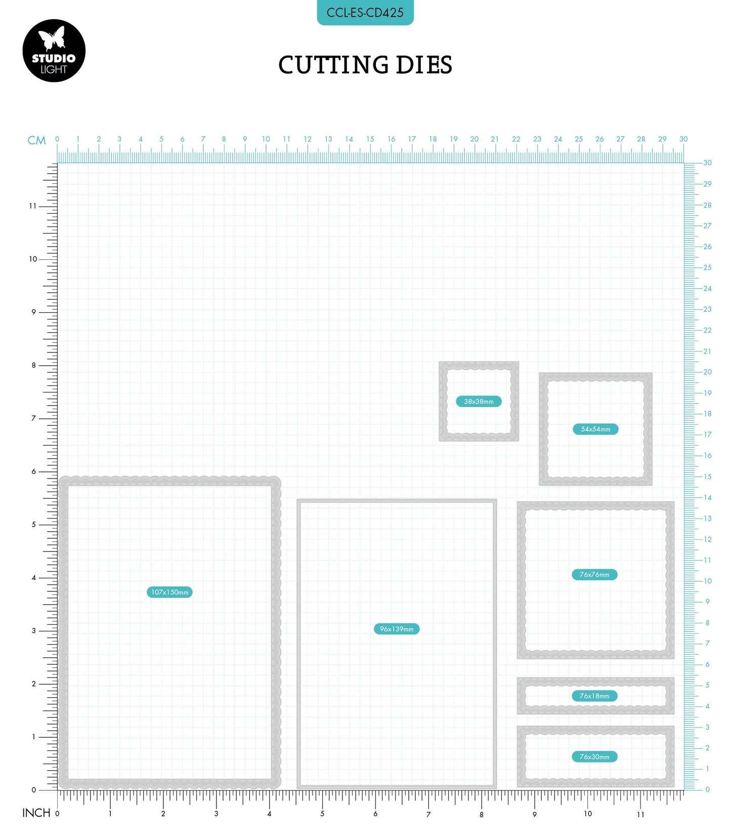 CCL Cutting Die Scalloped Square Essentials 150x107x1mm 1 PC nr.425