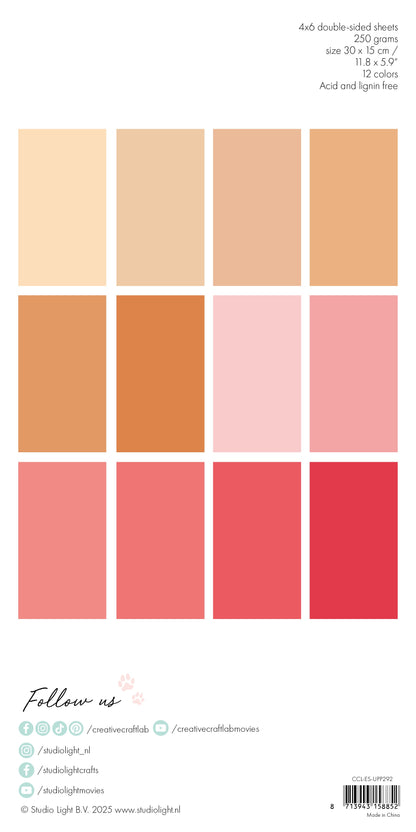 CCL Bloc de papier Unicolor Pêche & Rose Essentiels 24 feuilles