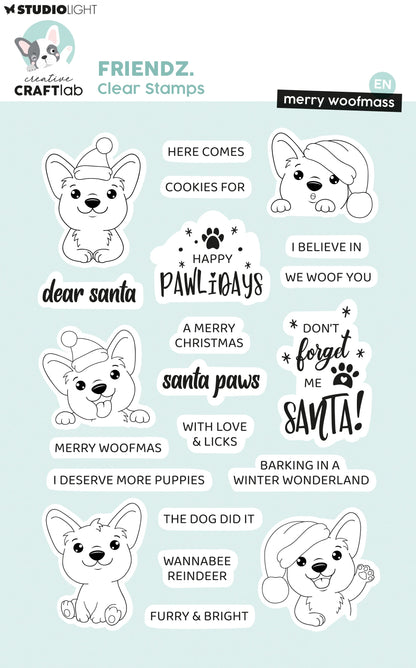 CCL Clear Stamps Merry Woofmass Friendz 21 Pieces