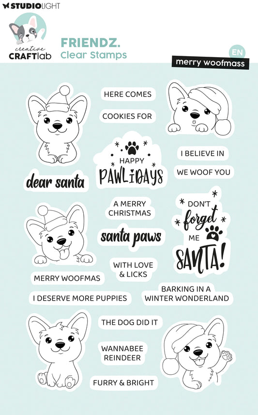 CCL Clear Stamps Merry Woofmass Friendz 21 Pieces