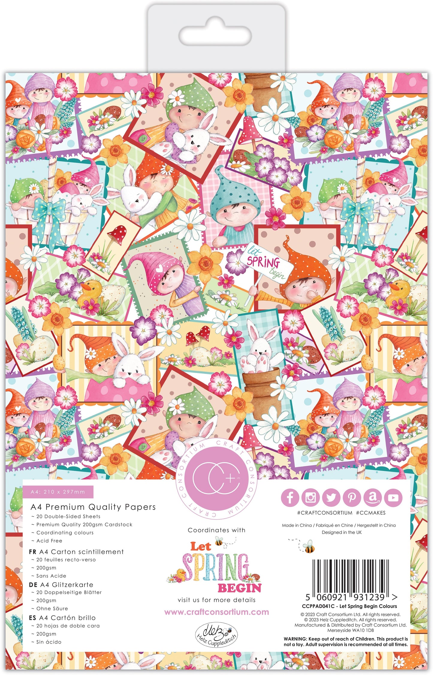 Craft Consortium Que le printemps commence - Bloc de papier A4