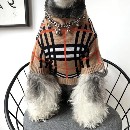 Pull en tricot pour chien | Pull en tricot à carreaux Brrbrry pour chien