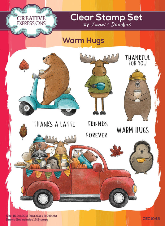 Creative Expressions Jane's Doodles Warm Hugs Set de tampons transparents 6 po x 8 po