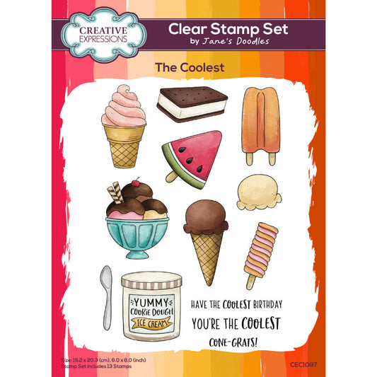 Creative Expressions Jane's Doodles The Coolest 6 in x 8 in Clear Stamp Set