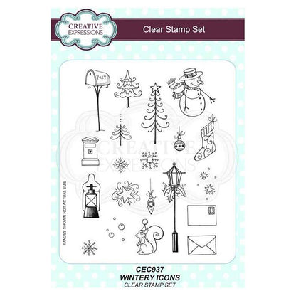 Creative Expressions Wintery Icons  A5 Clear Stamp Set