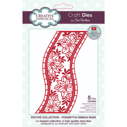 Creative Expressions Sue Wilson Festive Poinsettia Ribbon Wave Craft Die