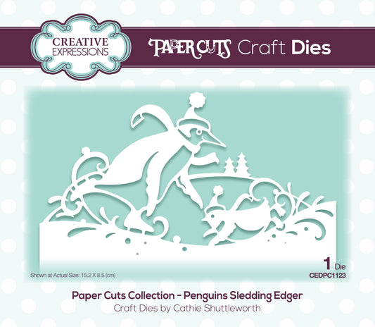 Matrice de découpe pour loisirs créatifs Creative Expressions Paper Cuts Edger Pingouins en luge