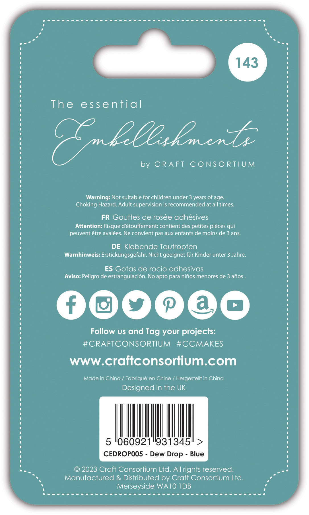 Craft Consortium Gouttes de Rosée Adhésives - Bleu