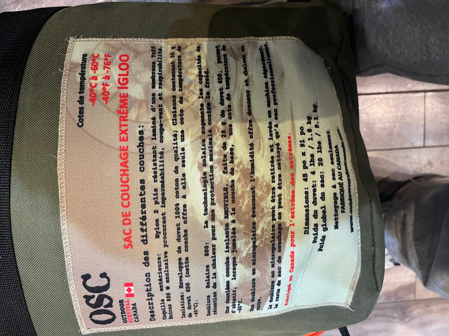 Outdoor Survival Canada Igloo Sleeping Bag -60C/-76F, RED ALERT - ON DISPLAY