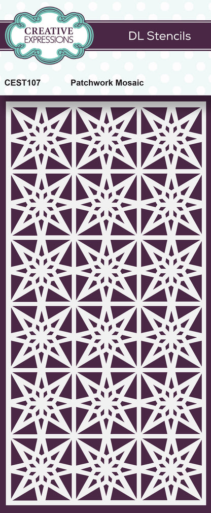 Creative Expressions Patchwork Mosaic DL Stencil 4 in x 8 in (10.0 x 20.3 cm)