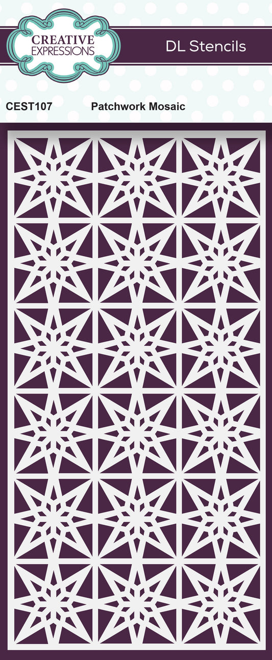 Creative Expressions Patchwork Mosaic DL Stencil 4 in x 8 in (10.0 x 20.3 cm)