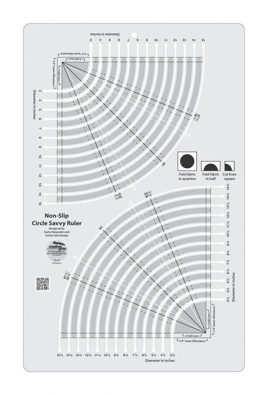 Règle de quilting Creative Grids Circle Savvy 11-3/4 po x 18-1/2 po