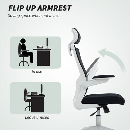Andre Ergonomic Office Chair with 2D Lumbar Support and adjustable Headrest-Black/White