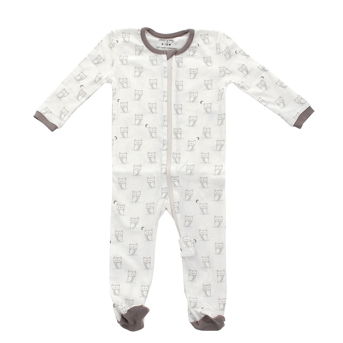 Pyjama dors-bien en coton bio - Imprimé hiboux nuage argenté