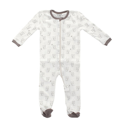 Pyjama dors-bien en coton bio - Imprimé hiboux nuage argenté