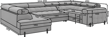 Fectory Sectional Storage Sleeper Chaise Sofa - Taupe