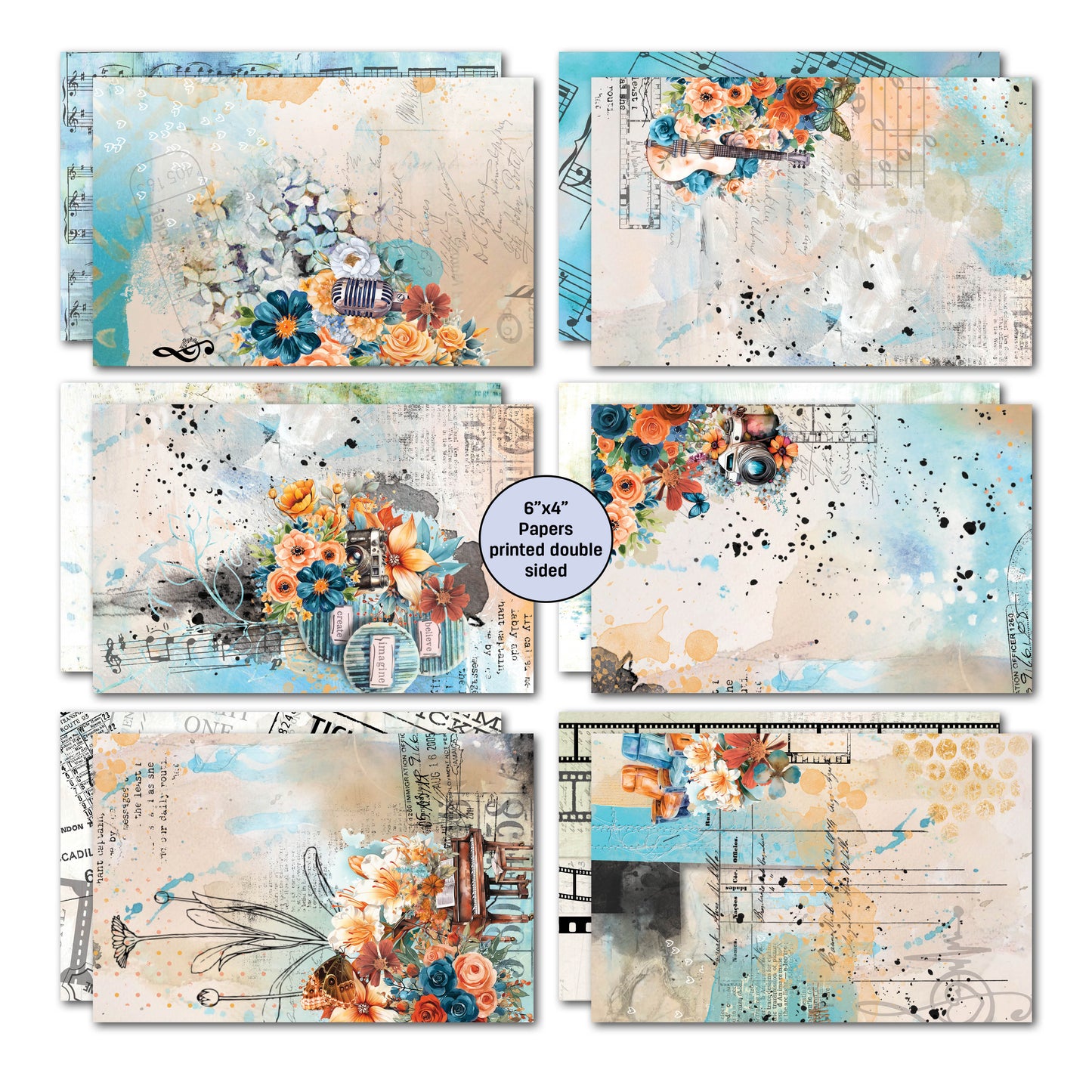 3Quarter Designs Cerulean Score 6x4 Card Pack