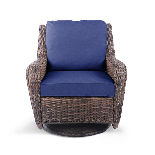 Fauteuil pivotant planeur d'extérieur en osier Cambridge