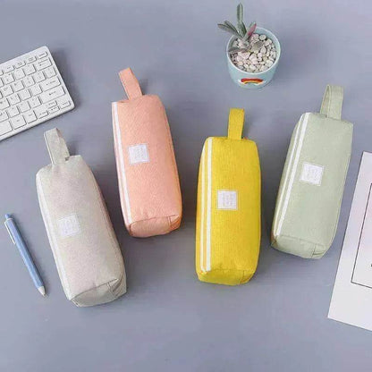 Canvas Double-Layer Stationery Box For Junior High School Students