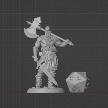 Human Barbarian | Axe & Sword | 5e