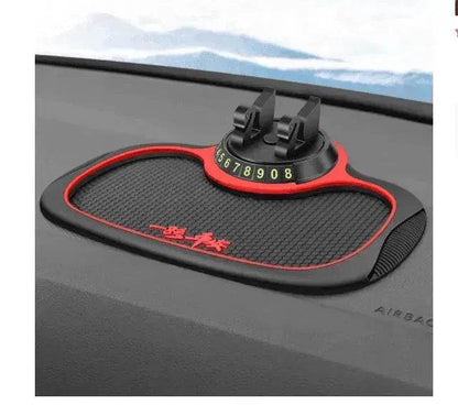 Car Phone Pad 4-in-1 Parking Number Card Anti-Slip Mat Auto Holder