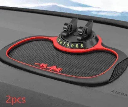 Car Phone Pad 4-in-1 Parking Number Card Anti-Slip Mat Auto Holder