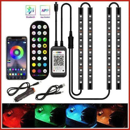 Car RGB Strip Lights: Wireless Music Control, Waterproof LED, Remote.