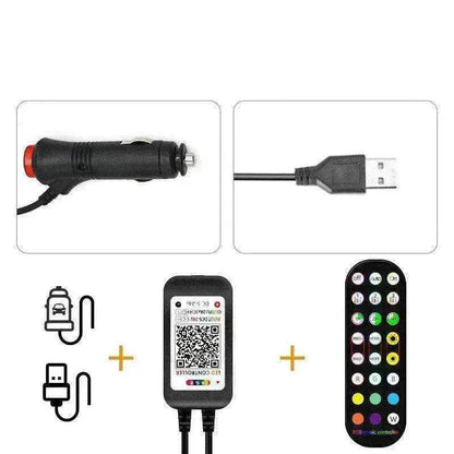 Car RGB Strip Lights: Wireless Music Control, Waterproof LED, Remote.