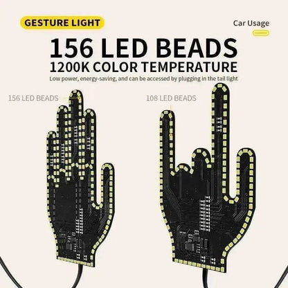 Car's Hand & Fingers Flashing LED Gesture Warning Light