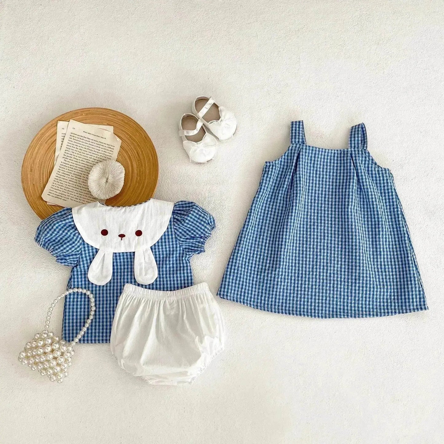 Cartoon Suspender Plaid A- Line Skirt
