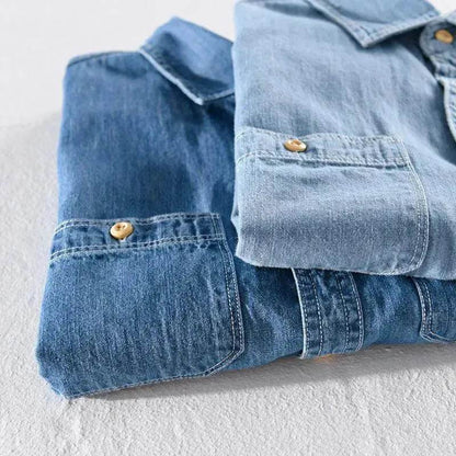 Casual Denim Short sleeved Shirt Simple All-match