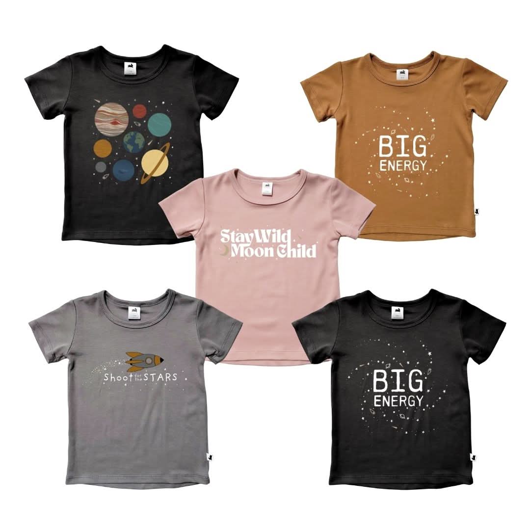 Baby/Kids' Bamboo Graphic T-Shirt | Planets In Black