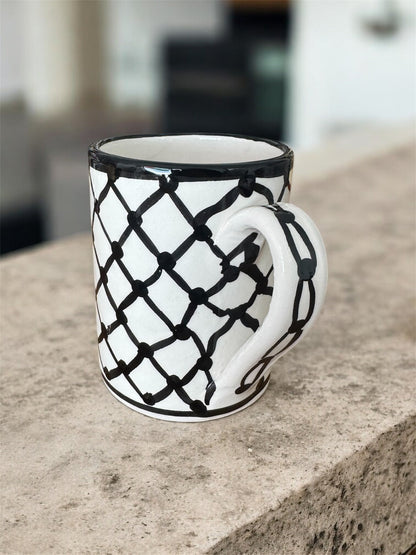 Kufiya Mugs | Handmade Palestinian Ceramic | Made by Palestinian Artisans in Jordan